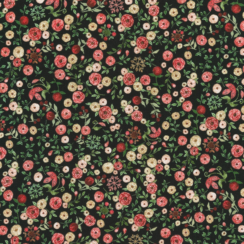 Make It Sew - Florals Rose on Black - Robert Kaufman