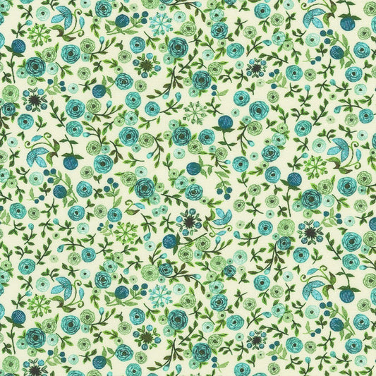 Make It Sew - Floral Vert Bleu - Robert Kaufman