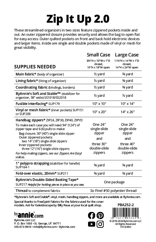 Zip It Up 2.0 - ByAnnie Pattern