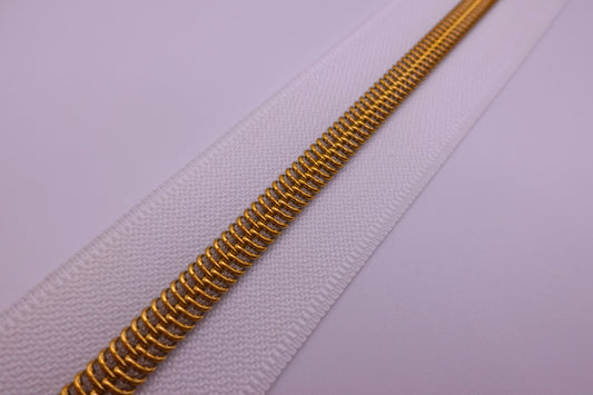 White Gold Teeth Zipper Tape # 5 Zipper (1 Meter)