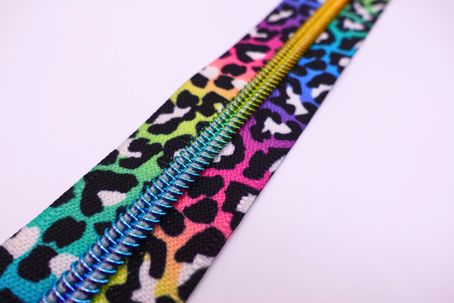 Rainbow Cheetah Zipper Tape #5 Zipper (1 Meter)