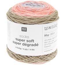 RICO DESIGNS Socks Super Soft Super Degrade 4ply -Pastel