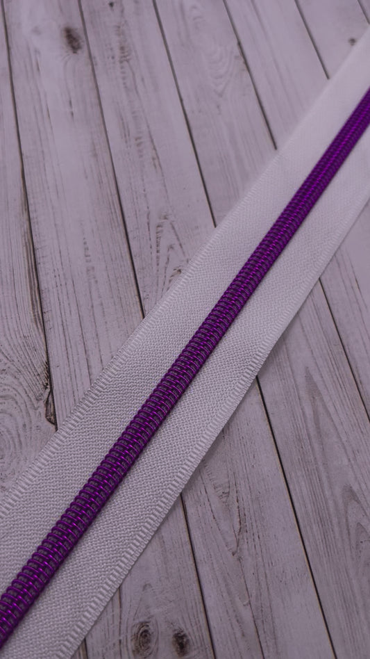 Blanc - Rose/Mauve Zipper Tape # 5 Zipper (1 Meter)