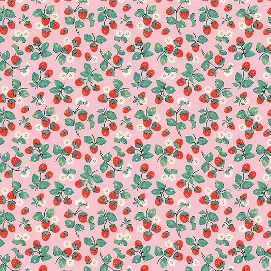 Home Sweet Home - fraises rose - Poppie Cotton